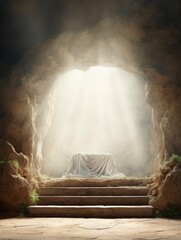Resurrection Of Jesus Christ, Tomb Empty, Easter, copy space - generative ai