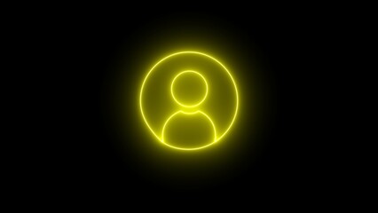 User neon icon in flat style, person icon, user icon for website, user icon illustration. Neon user member icon on black backgrounds. User profile login or access authentication icon.