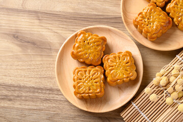 Chinese mooncake, traditional dessert celebrating in Chinese festival mid autumn or new year