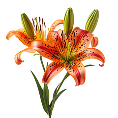 Tiger Lily flower isolated on transparent background