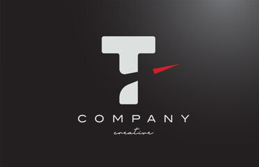 black white T letter logo icon design vector illustration. Creative red arrow template for a company or business
