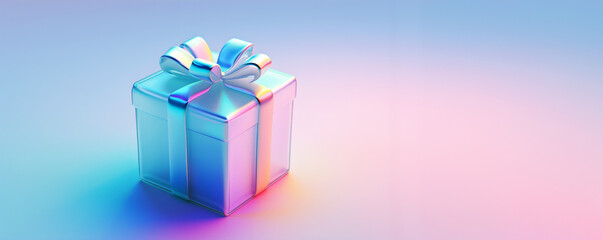 A 3D gift icon. Present voucher certificate background concept.