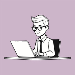 vector of people working with computer, element design