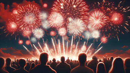 Spectators Admire Radiant Fireworks Display