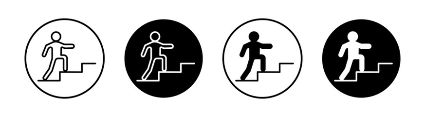 Man climbing flat line icon set. Man climbing Thin line illustration vector