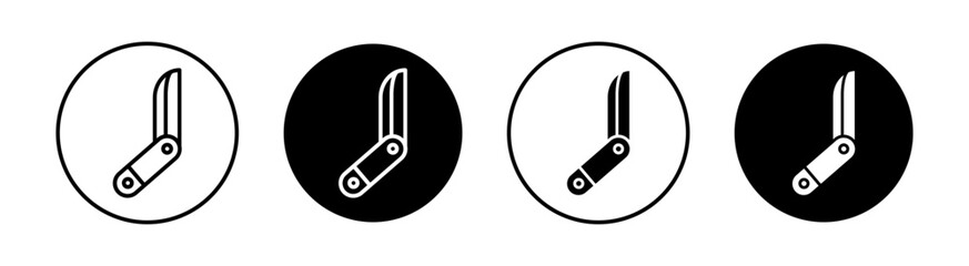 Pocket knife flat line icon set. Pocket knife Thin line illustration vector - obrazy, fototapety, plakaty