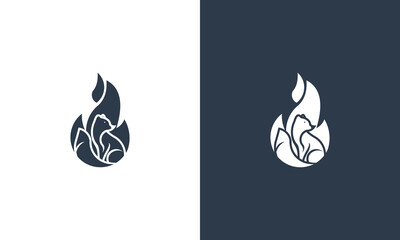fire wolf logo design vector	