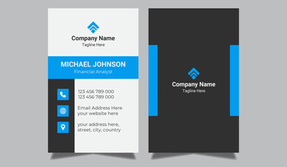 Business card design template, Clean professional business card template, visiting card, vertical business card template.