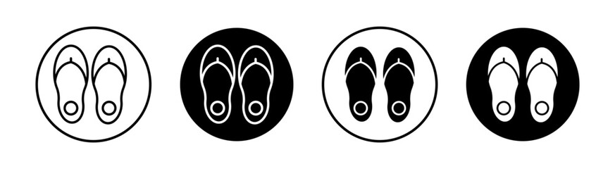 Slippers flat line icon set. Slippers Thin line illustration vector - obrazy, fototapety, plakaty