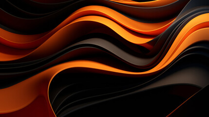 Obraz premium Abstract futuristic background with black and orange wave shapes. Visualization of motion waves. Wallpaper or backdrop for modern projects