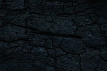 Close up Surface of charcoal. Black charcoal bark background