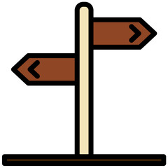 Signpost icon, outline flat design style icon, outline colour icon vector illustration.