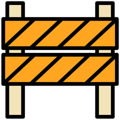 Road barrier block icon, outline flat design style icon, outline colour icon vector illustration.