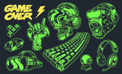 Esport gaming green set sticker © DGIM studio