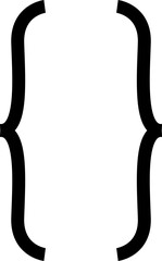 Curly braces, double symmetric brackets. Vector Typography symbols pair, frames for punctuation, maths, elements sign for text quote, mathematics.