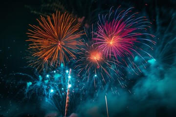 colorful fireworks at the sky