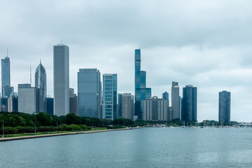 city of chicago skyline and street scenes