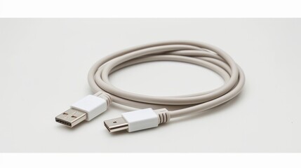 USB type A to C. Mobile data cable. Phone usb connector on white background. Isolated usb cord Charger usb cable on a white background.   