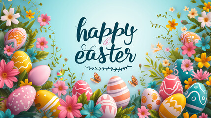 Banner with text happy easter