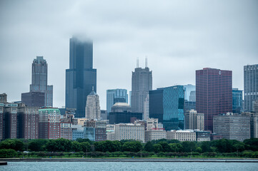 Fototapeta premium city of chicago skyline and street scenes