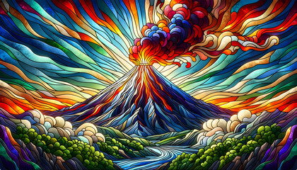 Stained glass Volcano