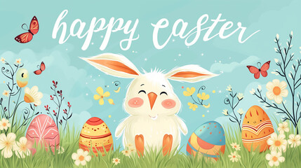 Happy easter greetings card design with text happy easter