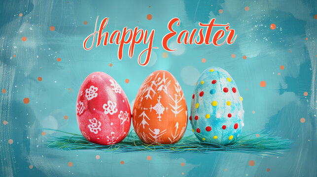 Happy easter greetings card design with text happy easter