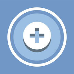 Obraz premium Add icon vector. Plus icon vector in trendy flat style. Medical cross icon image, Medical cross icon illustration isolated on blue background