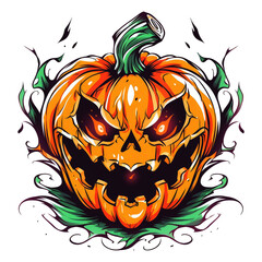 Sinister Pumpkin Sharp Teeth. The angry face pumpkin halloween monster with the sharp teeth.