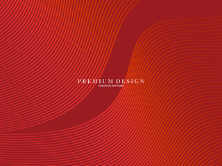 Abstract luxury curved lines overlapping dark red background. Premium award design template.
