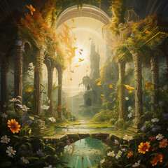 Ancent secret garden, painting