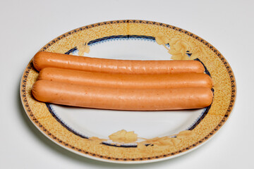 homemade hot dog on a plate in the kitchen