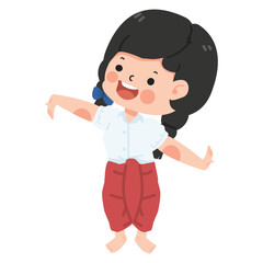 Kid student of traditional Thai dancer