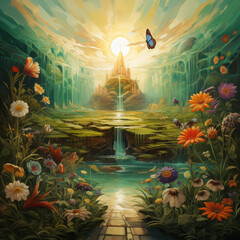 Ancent secret garden, painting