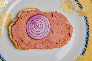 Pateu on a slice of bread on a plate