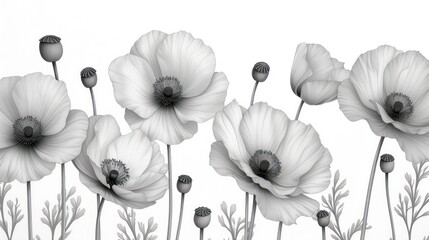  a black and white photo of a bunch of flowers with one flower in the middle of the picture and one flower in the middle of the picture with the flowers in the middle of the picture.