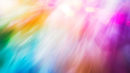 Bright Multicolored Light Leaks And Transitions On Colorful Background. Celebration bokeh background. Copy paste area for texture