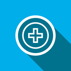 Add icon vector. Plus icon vector in trendy flat style. Medical cross icon image, Medical cross icon illustration isolated on blue background