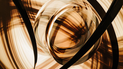 Light Leaks Of A Spinning Sphere, Beige, Black And Brown Colors. Creative background. Website background. Copy paste area for texture