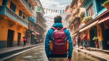 A traveler with a backpack captures the allure of affordable exploration