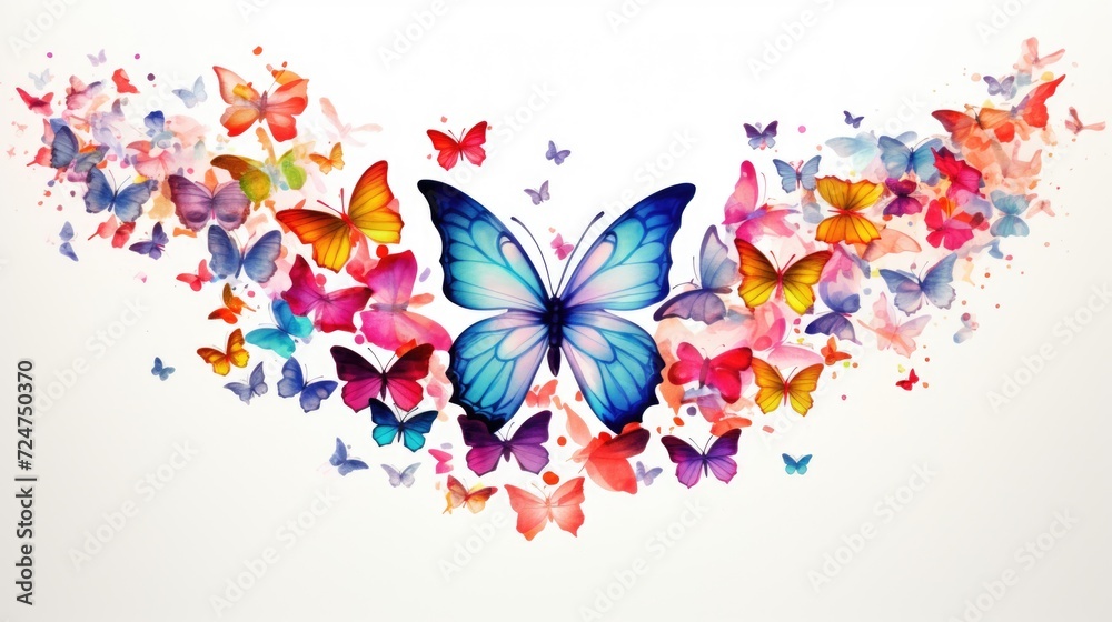 Poster a vibrant group of butterflies soaring through the air. perfect for adding a touch of nature's beaut