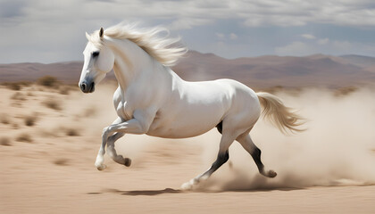 Obraz na płótnie Canvas white horse running