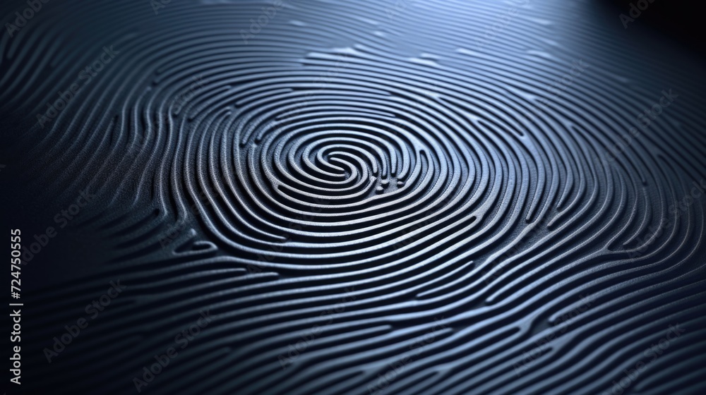 Poster a detailed close-up of a fingerprint on a table. perfect for crime scene investigations or forensic 