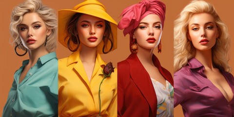 Three women wearing hats in different colors. Suitable for fashion, diversity, and friendship themes. Ideal for use in magazines, blogs, and social media