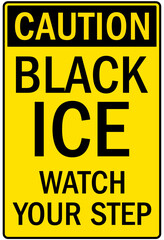 Watch your step warning sign black ice