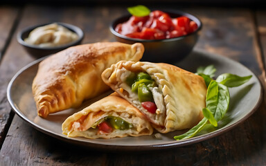 Capture the essence of Empanada in a mouthwatering food photography shot