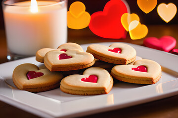Heart-shaped cookies for Valentine's Day.