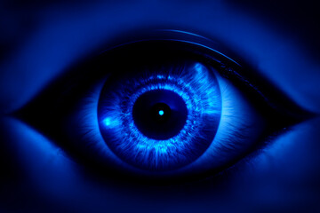 Abstract eye in the blue background. AI Generated.