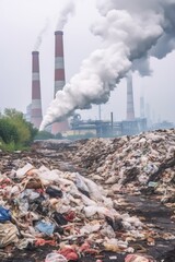 A pile of garbage emitting smoke. Suitable for illustrating pollution and waste management.