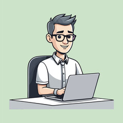 vector of people working with computer, element design